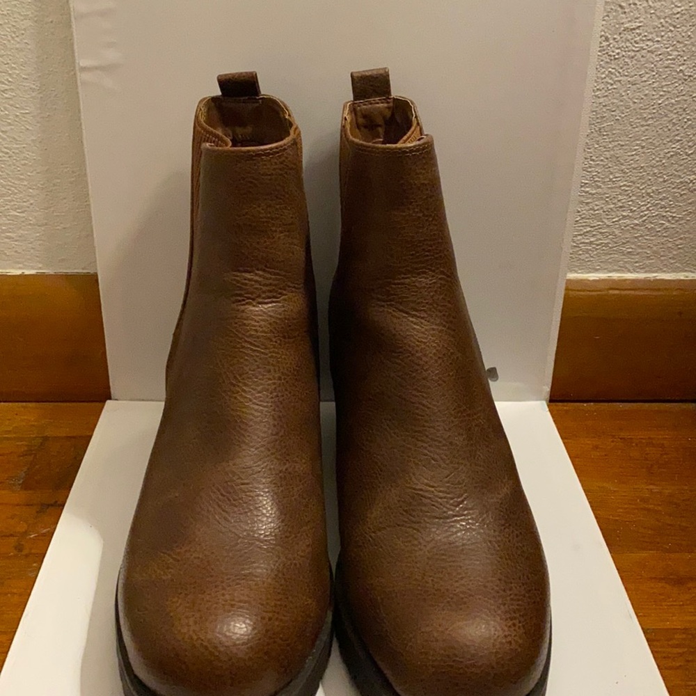 Brown leather boots